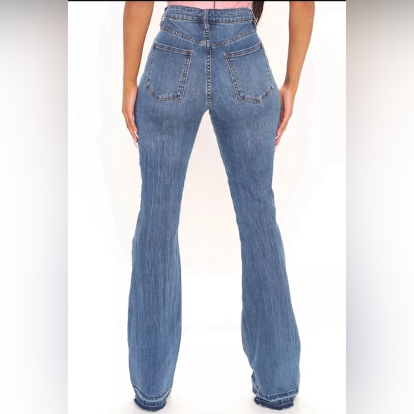 NWT Fashion Nova Road Tripper Ripped Stretch Flare Jeans, Blue, Sz 11 Tall - Picture 2 of 15